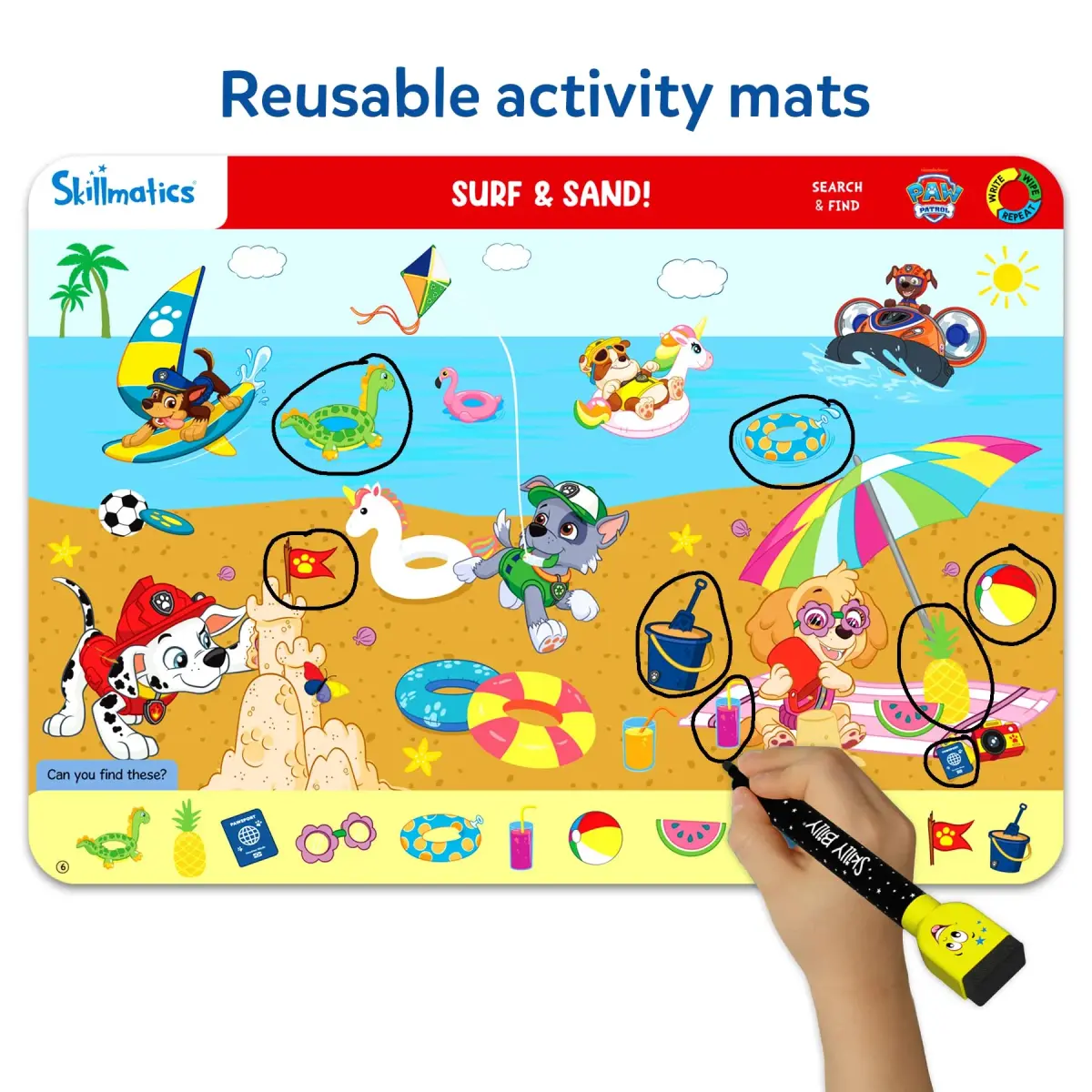 Skillmatics Search and Find PAW Patrol Edition Activity Mats | 6 Wipe-Clean Mats, 2 Markers, 1 Duster, 1 Certificate - view 3