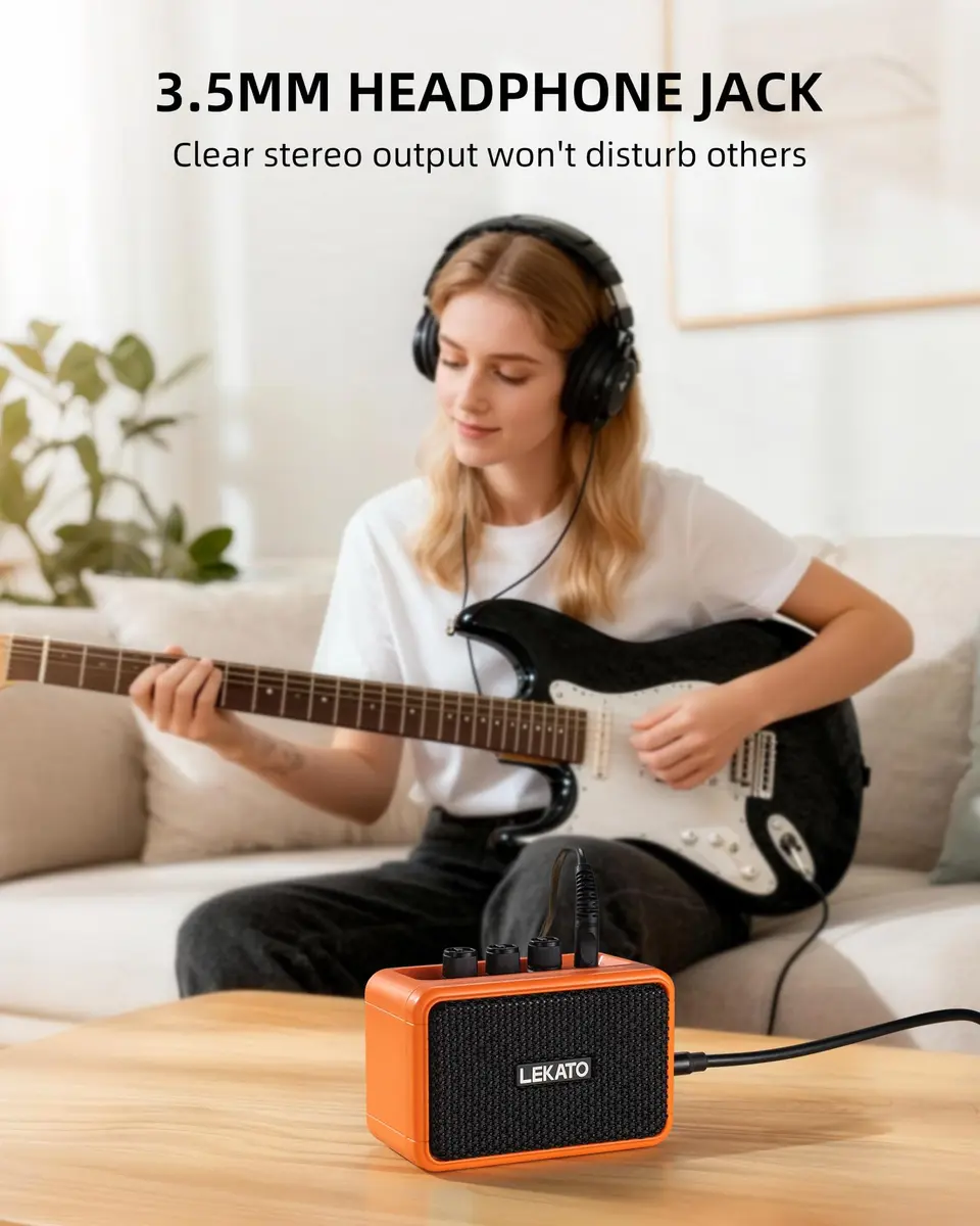 LEKATO AG-04 Mini Guitar Amplifier 5W (Orange) | Portable Bluetooth Amp for Practice & Travel - view 5