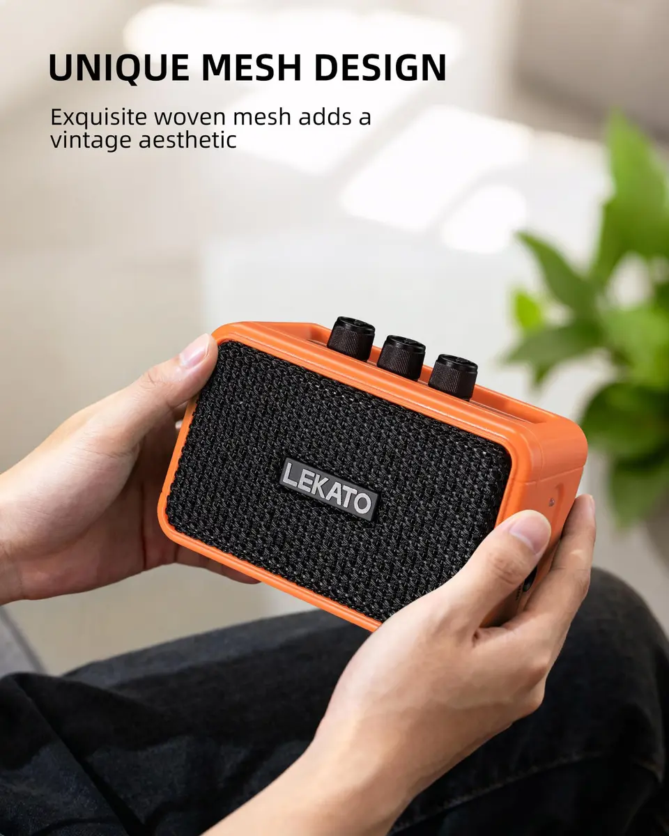 LEKATO AG-04 Mini Guitar Amplifier 5W (Orange) | Portable Bluetooth Amp for Practice & Travel - view 6