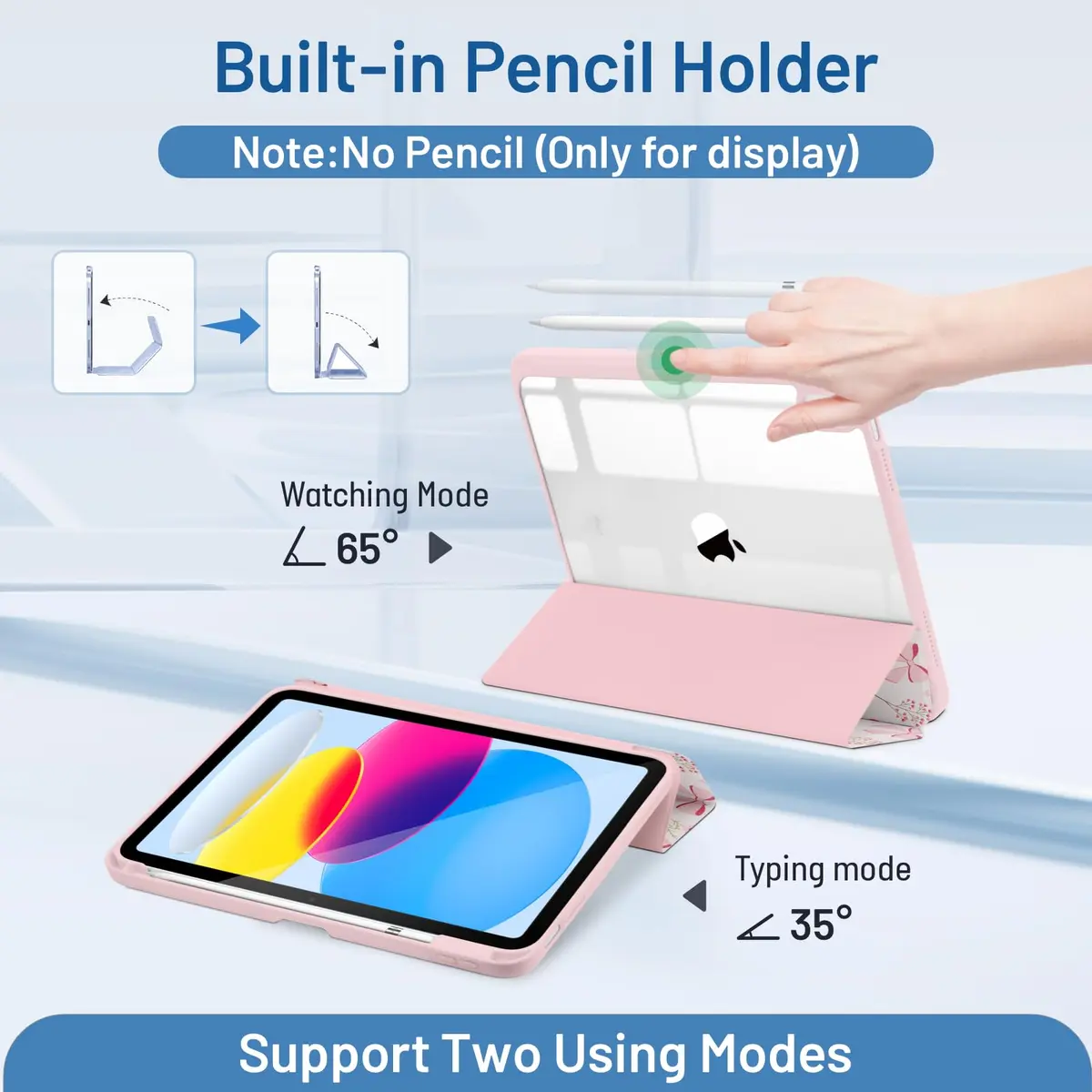 MrARTIST for iPad A16/10th Gen Case with Pencil Holder, Bow Flowers | Durable & Stylish - view 5