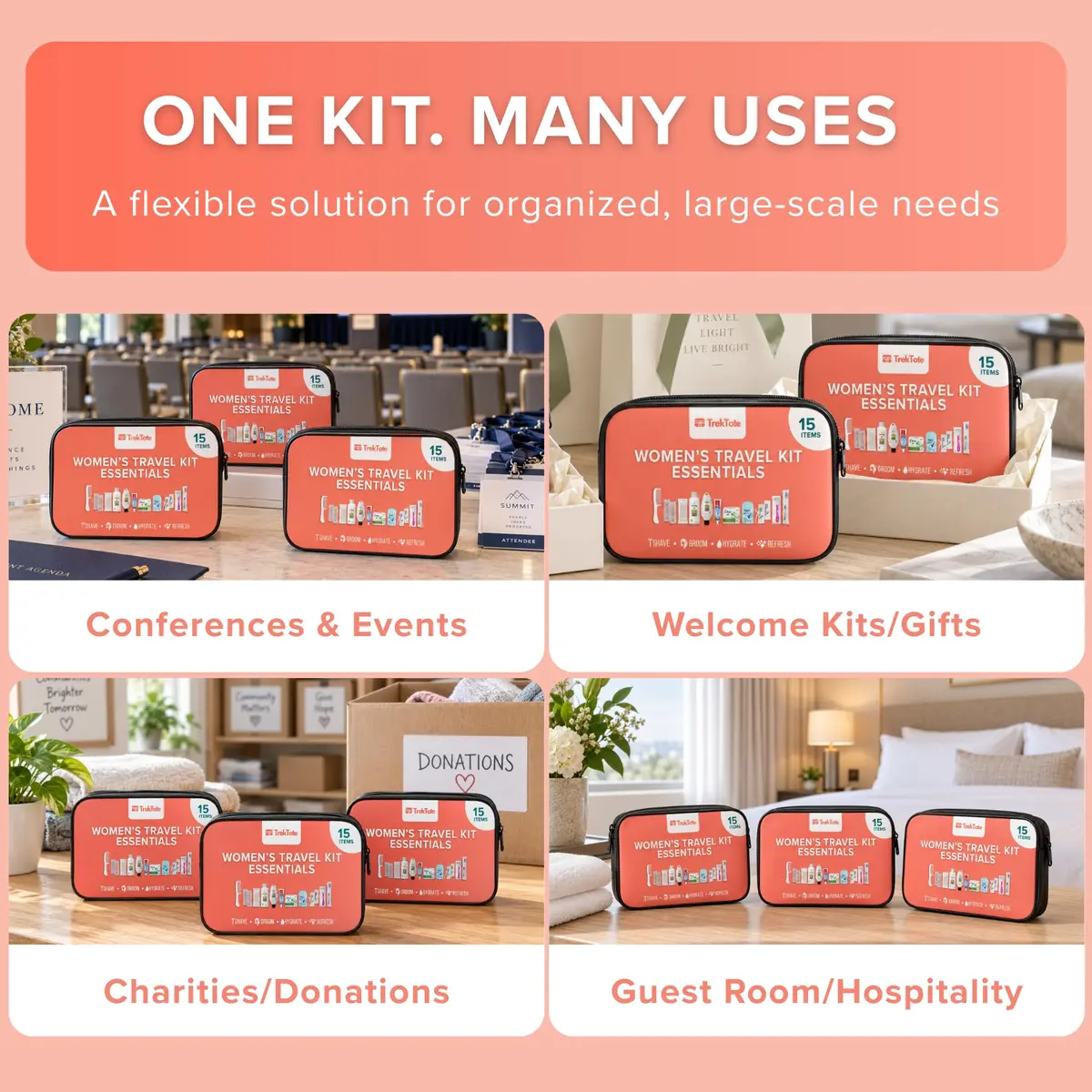 TREKTOTE Hygiene Kits Bulk 5 Pack | Women's Travel Size Toiletries for Care Packages - view 6