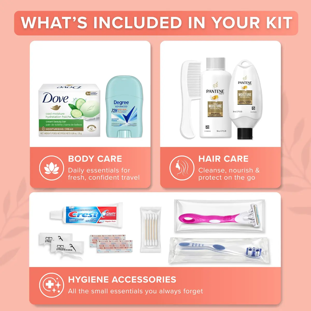 TREKTOTE Hygiene Kits Bulk 5 Pack | Women's Travel Size Toiletries for Care Packages - view 2