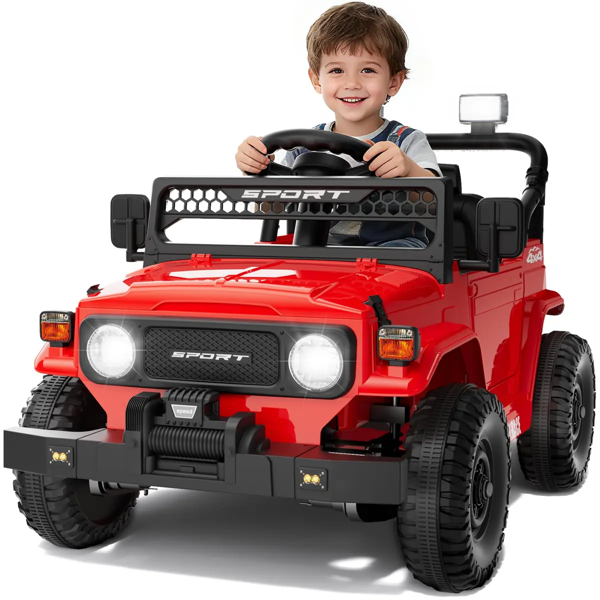 YunTopKids Kid Car 12V Ride On Toy with Remote Control, Red | 7Ah Battery, All-Terrain, Indoor & Outdoor - main product image