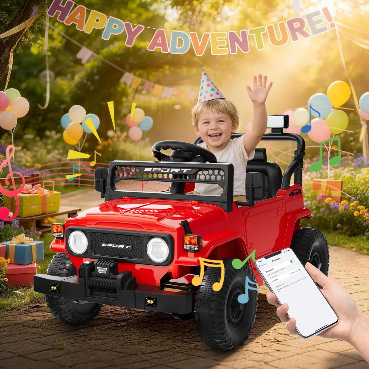 YunTopKids Kid Car 12V Ride On Toy with Remote Control, Red | 7Ah Battery, All-Terrain, Indoor & Outdoor - view 7