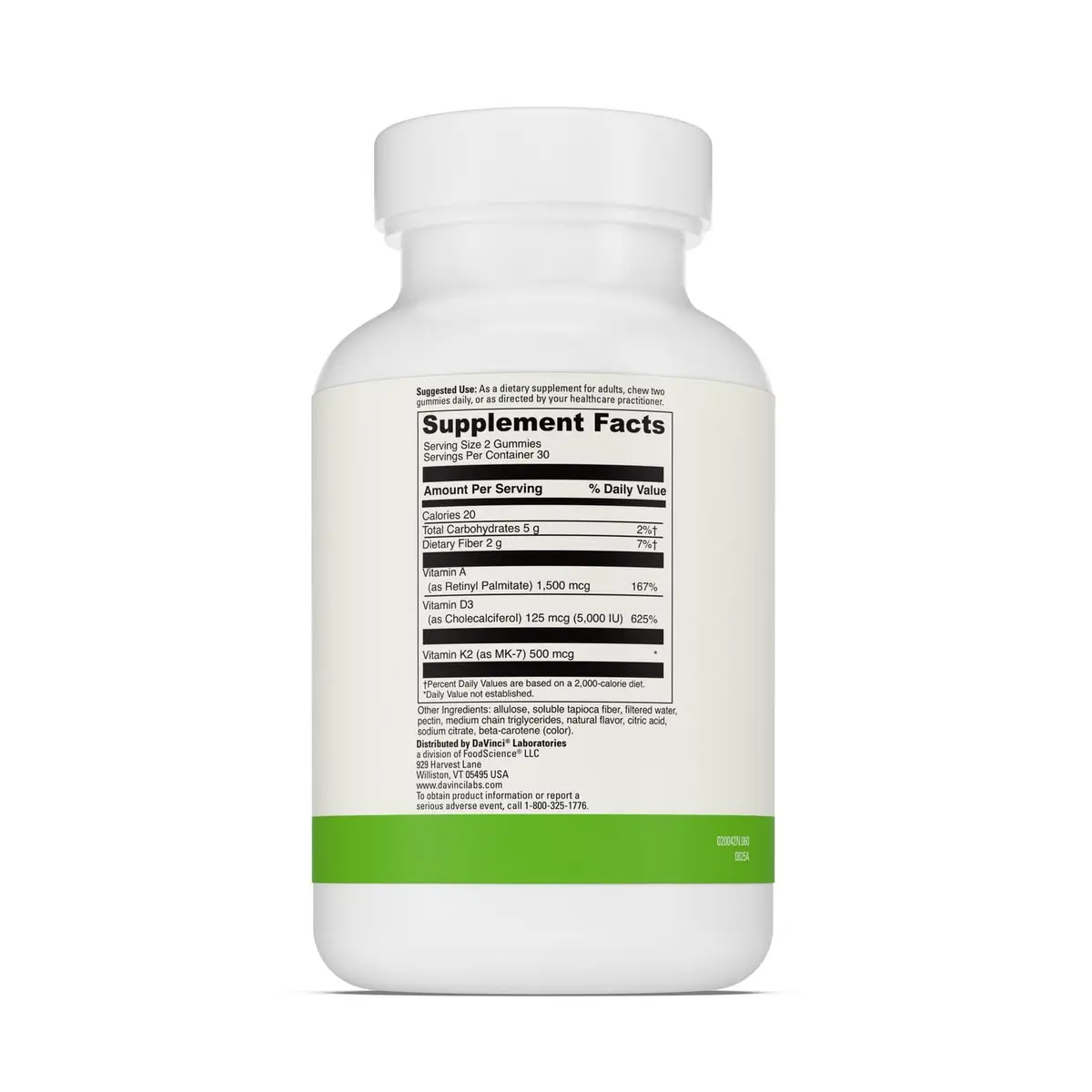 DAVINCI ADK Gummies Pineapple | Bone & Immune Support, Vegetarian, Sugar-Free - view 2