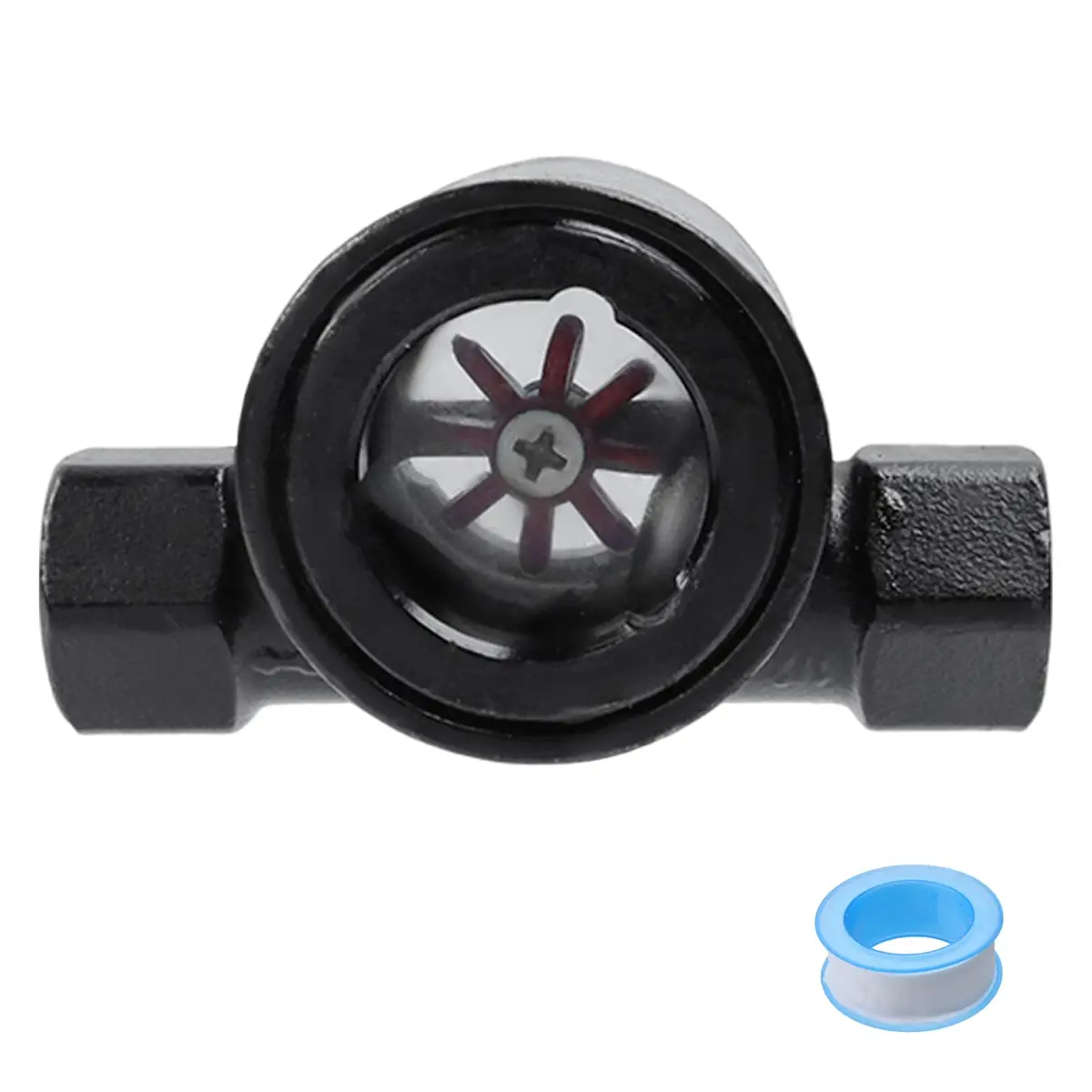 Antrader DN15 1/2" NPT Female Carbon Steel Sight Water Flow Indicator Black | Water Quality Meter for Industrial Use - main product image