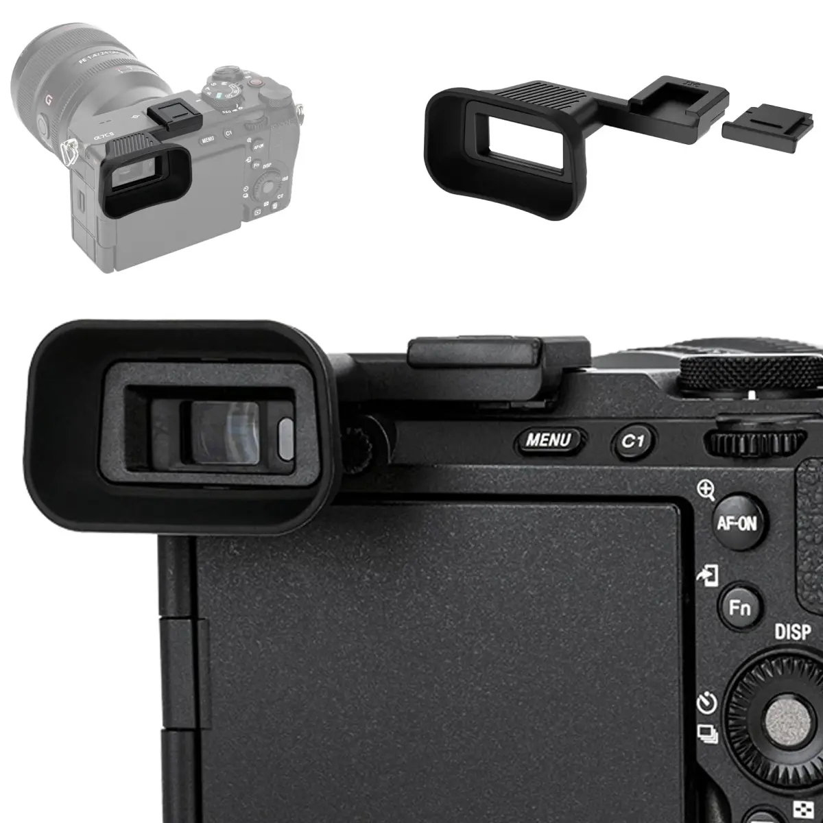Kiorafoto Upgraded Eyecup for Sony A7C II A7CR 3.7cm (1.5in) | Built-in Cold Shoe Mount - main product image