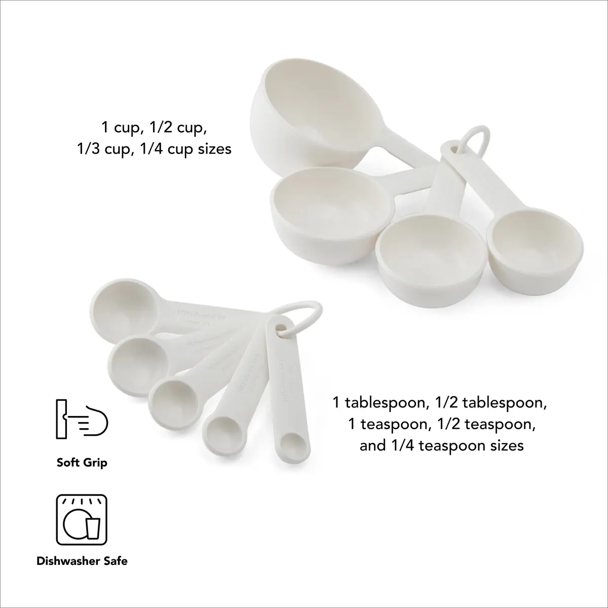 KitchenAid Measuring Cups and Spoon Set | 9-Piece Kitchen Utensil for Accurate Cooking & Baking (Porcelain, Plastic) - view 2