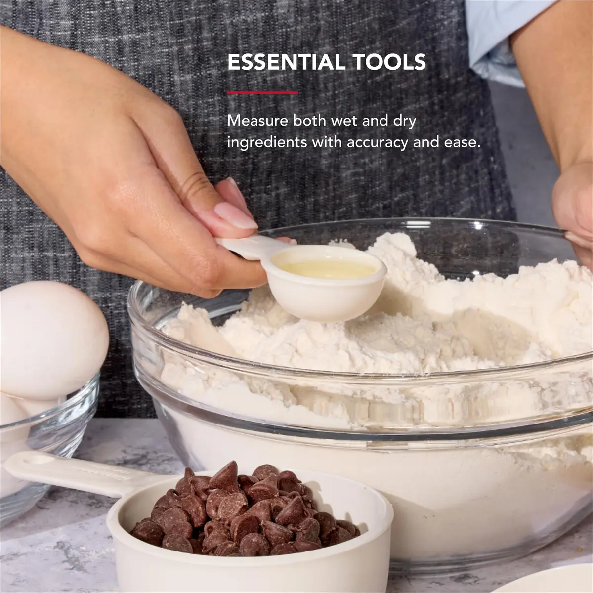 KitchenAid Measuring Cups and Spoon Set | 9-Piece Kitchen Utensil for Accurate Cooking & Baking (Porcelain, Plastic) - view 4