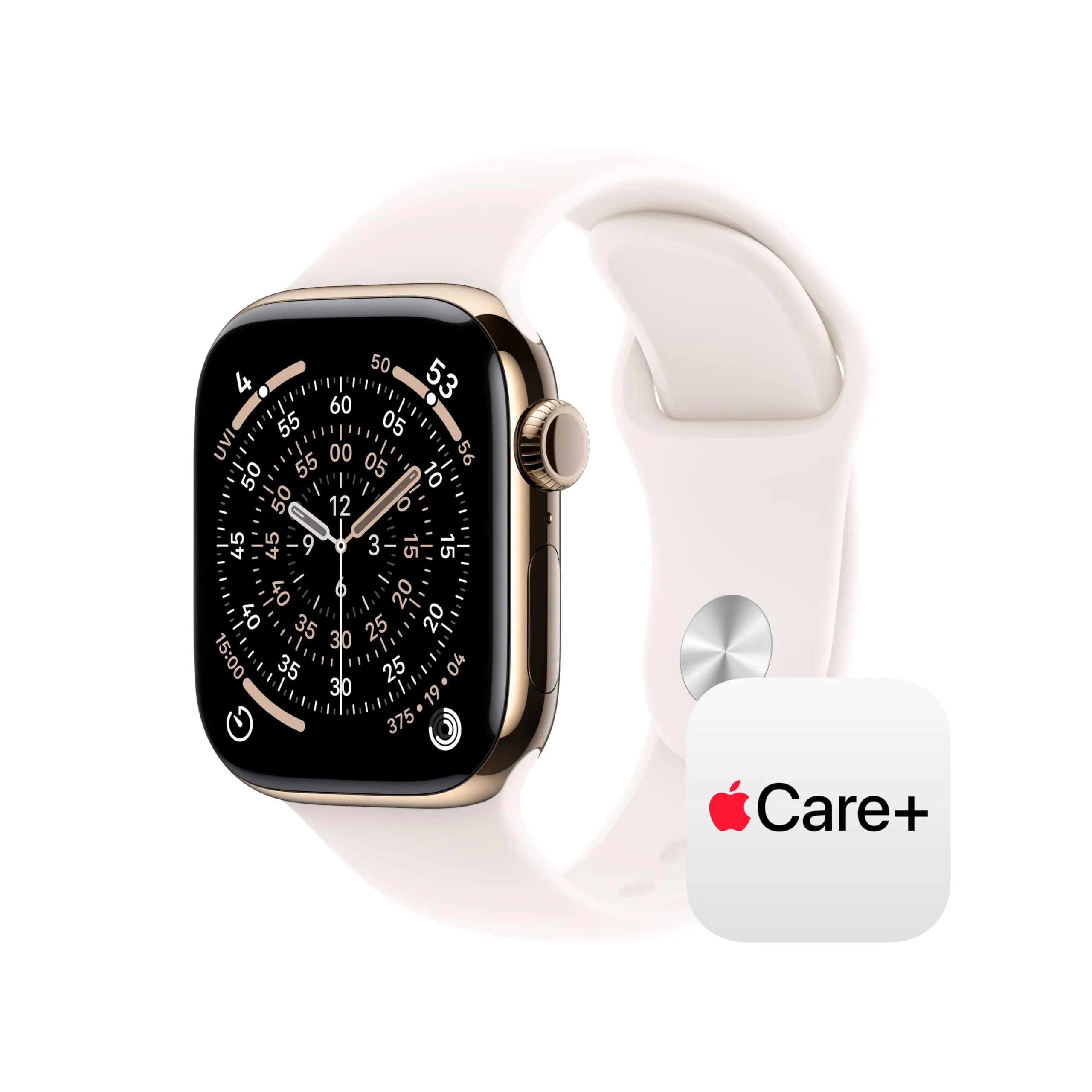 Apple Watch Series 11 GPS + Cellular 42mm Gold Titanium Smartwatch with Light Blush Sport Band | Health Monitoring & Hypertension Alerts - main product image