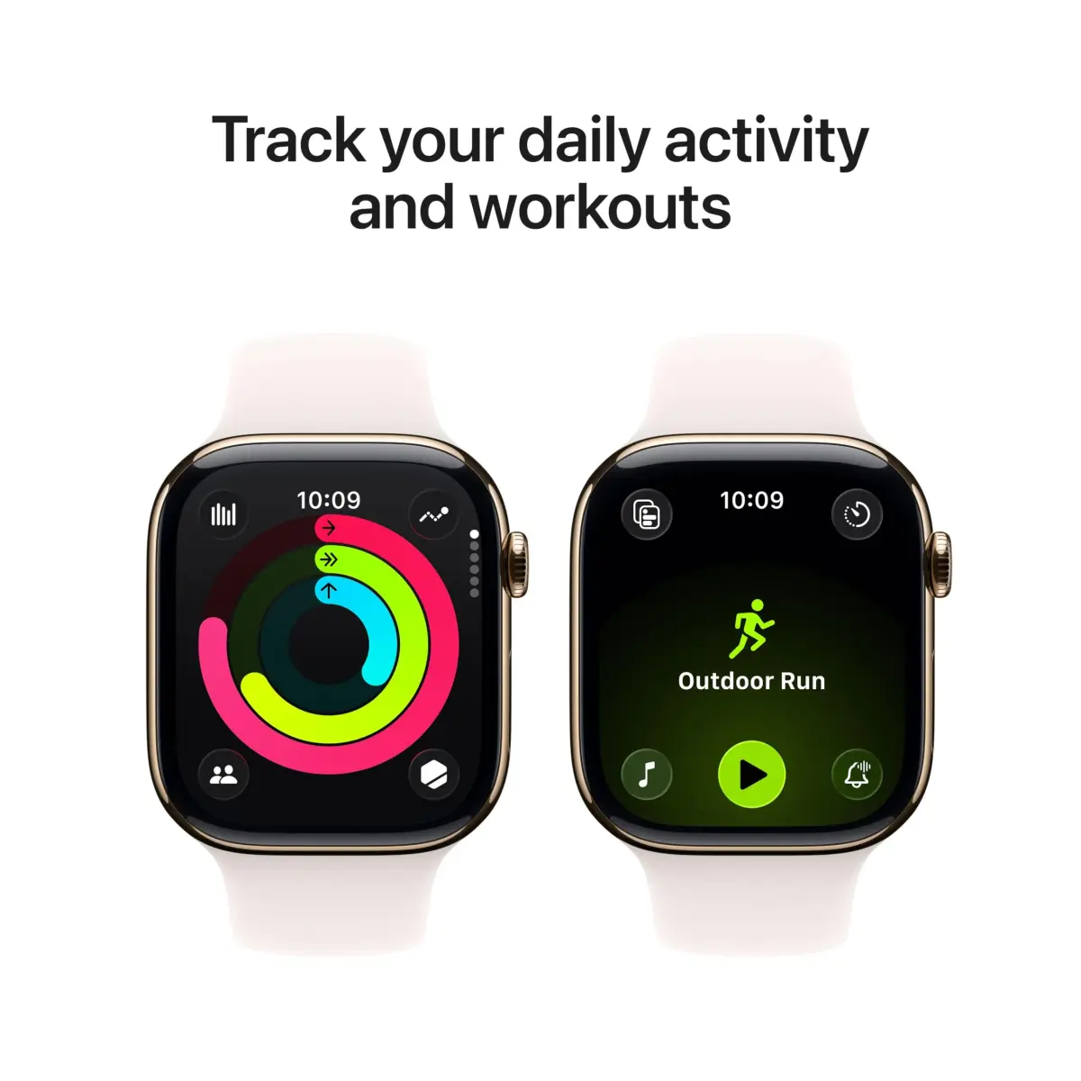 Apple Watch Series 11 GPS + Cellular 46mm Smartwatch | Gold Titanium Case with Light Blush Sport Band - view 3
