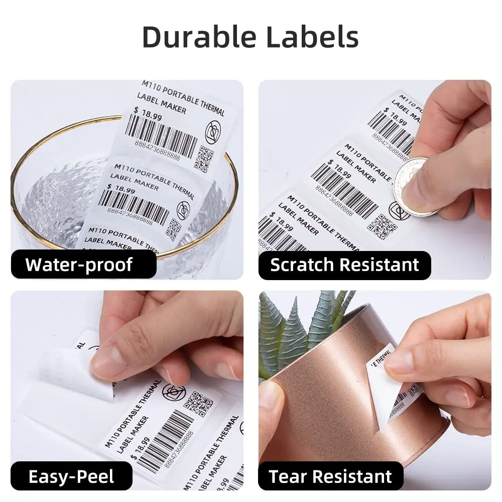 Phomemo M110 Thermal Labels 40x30mm (1.57"x1.18") Black on White, 6 Rolls | Professional Grade Labels for Small Business - view 9
