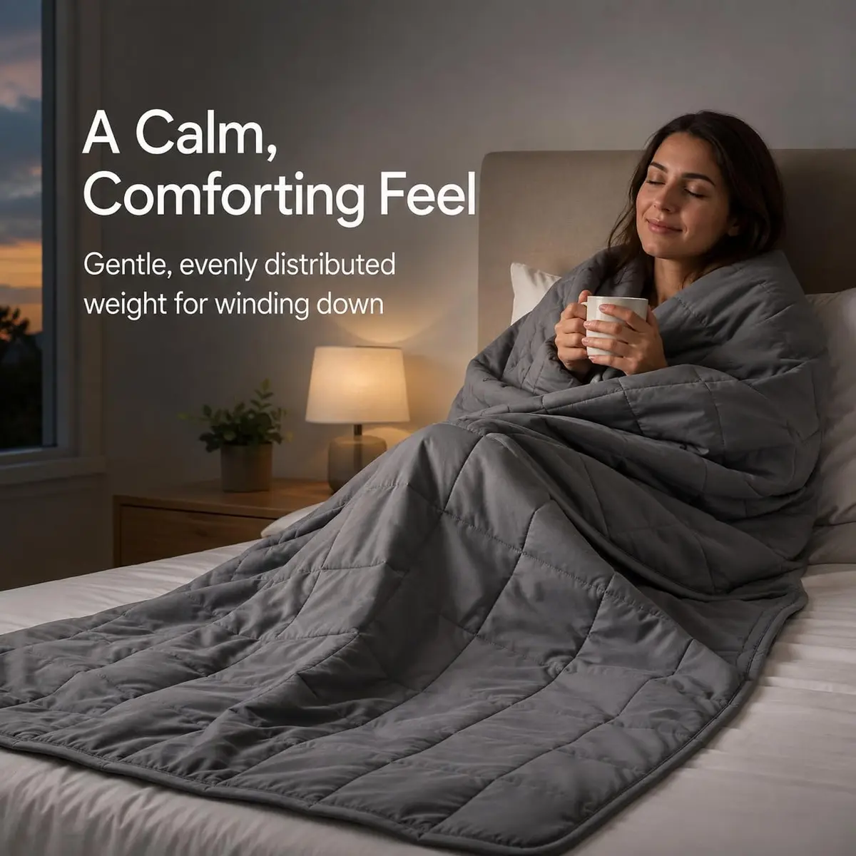 Smart Queen Weighted Blanket for Adults, 10lbs 48x72, Machine Washable, Grey | All-Season Heavy Bedding - view 2