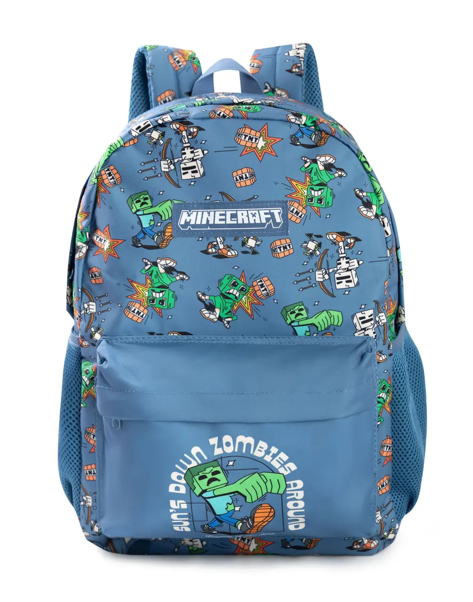 Minecraft Kids Backpack | Creeper Zombie Cartoon Design | 22.7L | Zip & Hook Closure - main product image