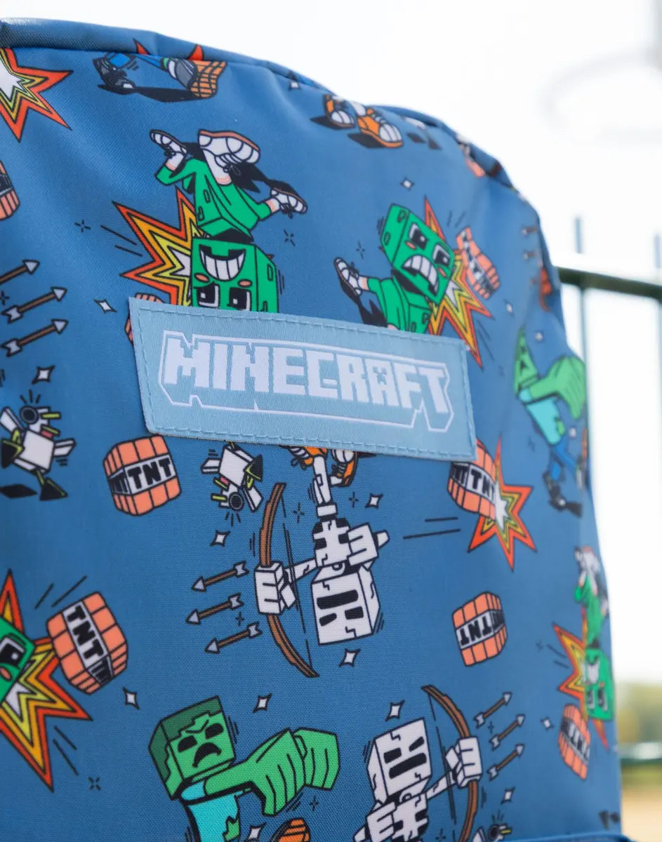 Minecraft Kids Backpack | Creeper Zombie Cartoon Design | 22.7L | Zip & Hook Closure - view 5