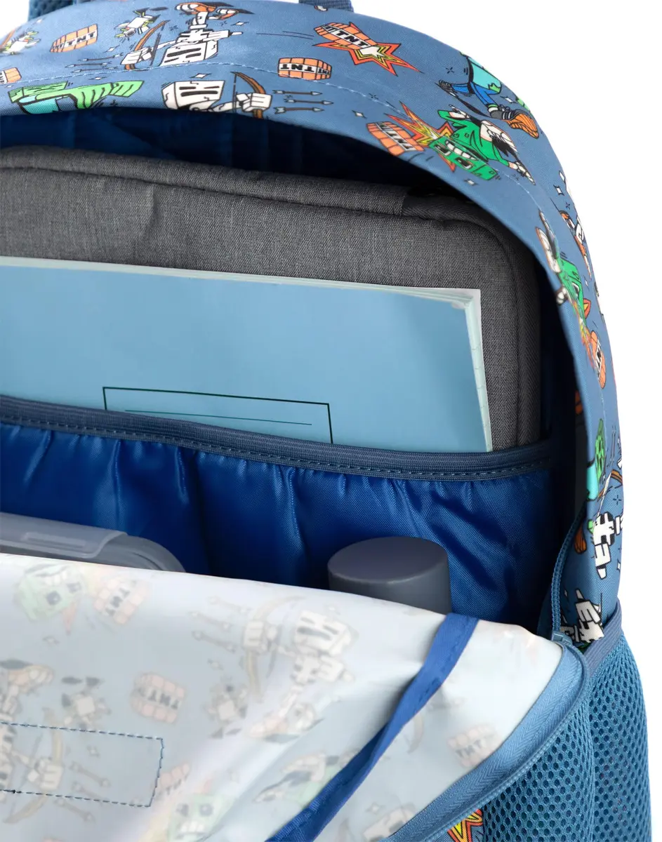 Minecraft Kids Backpack | Creeper Zombie Cartoon Design | 22.7L | Zip & Hook Closure - view 8