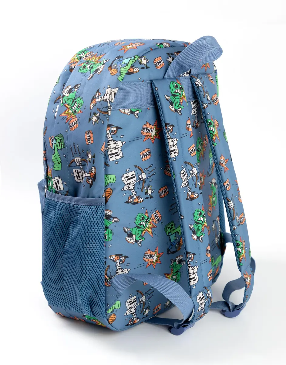 Minecraft Kids Backpack | Creeper Zombie Cartoon Design | 22.7L | Zip & Hook Closure - view 3