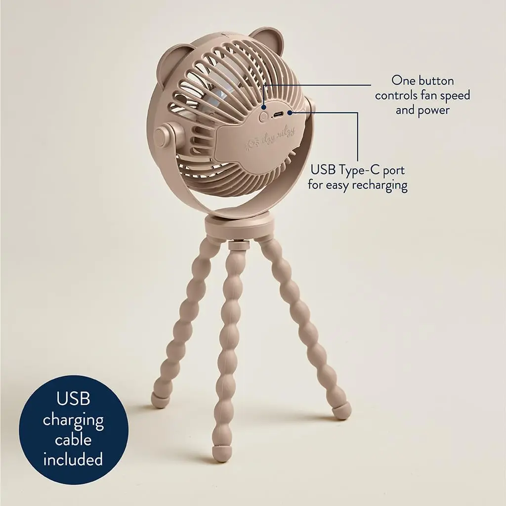 Itzy Ritzy Baby Stroller Fan with Wraparound Legs & USB Rechargeable Battery | 3-Speed Portable Cooling - view 6