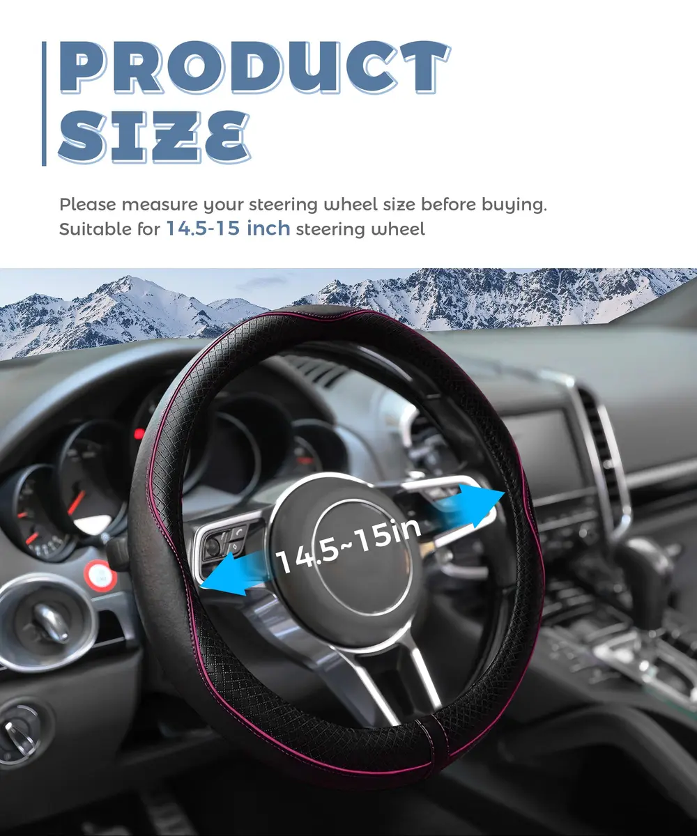 UNLRAE Steering Wheel Cover 14.5-15 Inch | Breathable Microfiber Leather, Anti-Slip, Suitable for SUVs - view 2