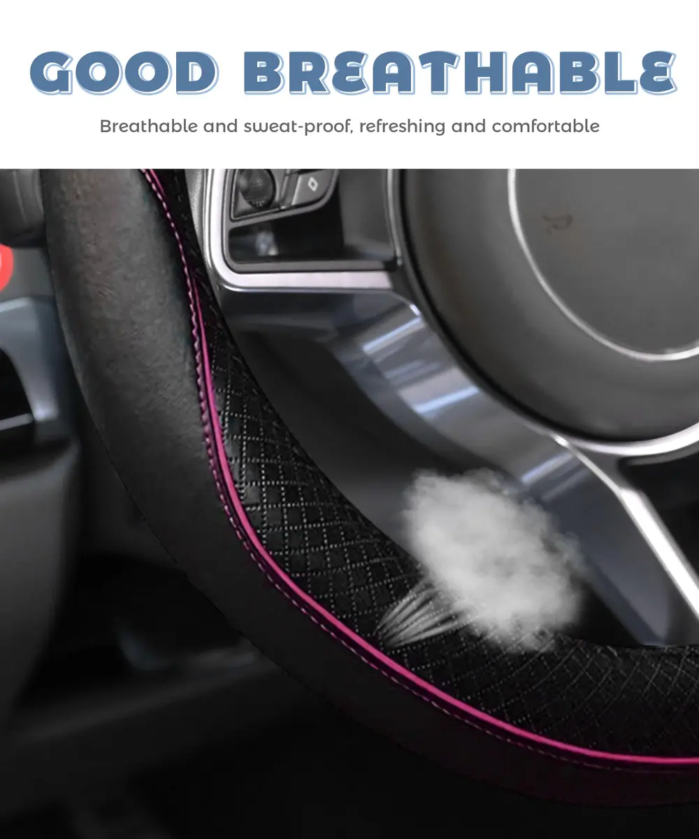 UNLRAE Steering Wheel Cover 14.5-15 Inch | Breathable Microfiber Leather, Anti-Slip, Suitable for SUVs - view 4