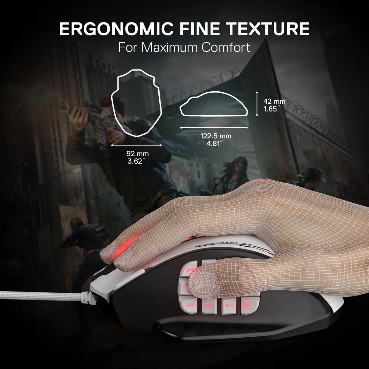 Redragon M908 Impact Wired RGB MMO Gaming Mouse 12 MMO Side Buttons | 24000 DPI Optical Sensor - view 6