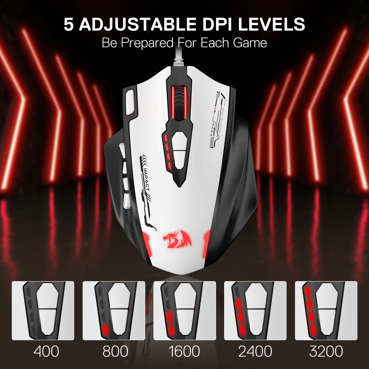 Redragon M908 Impact Wired RGB MMO Gaming Mouse 12 MMO Side Buttons | 24000 DPI Optical Sensor - view 2