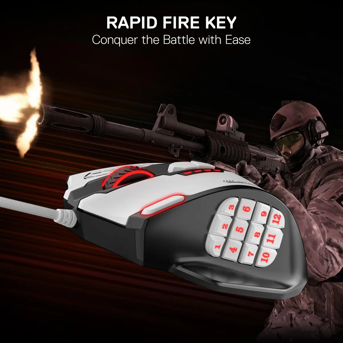 Redragon M908 Impact Wired RGB MMO Gaming Mouse 12 MMO Side Buttons | 24000 DPI Optical Sensor - view 3