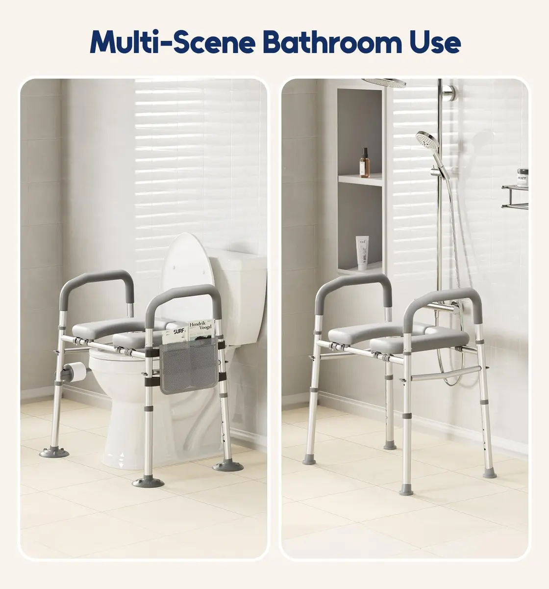 Bluelog Raised Toilet Seat Risers for Seniors with Handles, Grey | Heavy-Duty Support up to 400 lbs - view 8