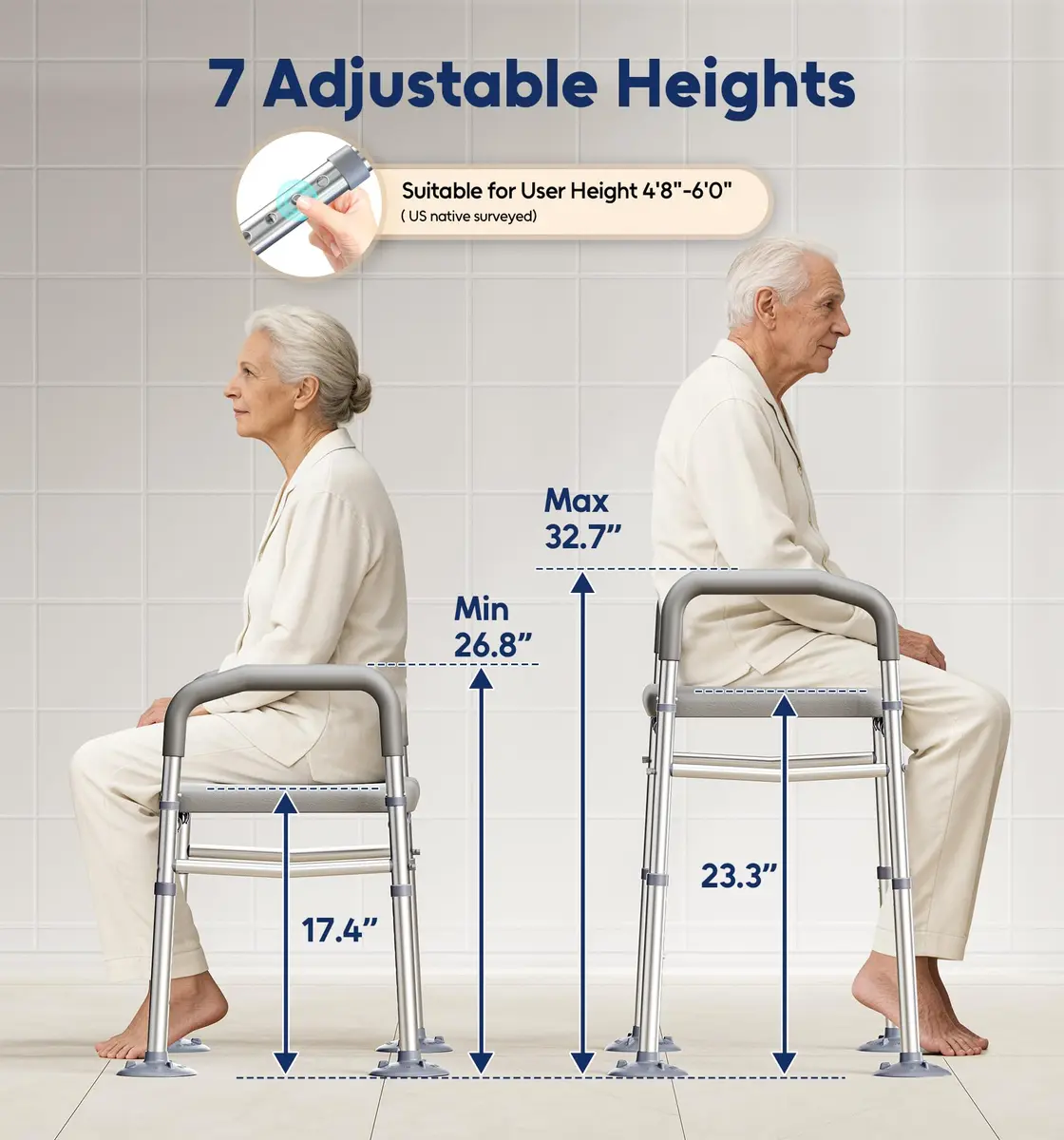 Bluelog Raised Toilet Seat Risers for Seniors with Handles, Grey | Heavy-Duty Support up to 400 lbs - view 3