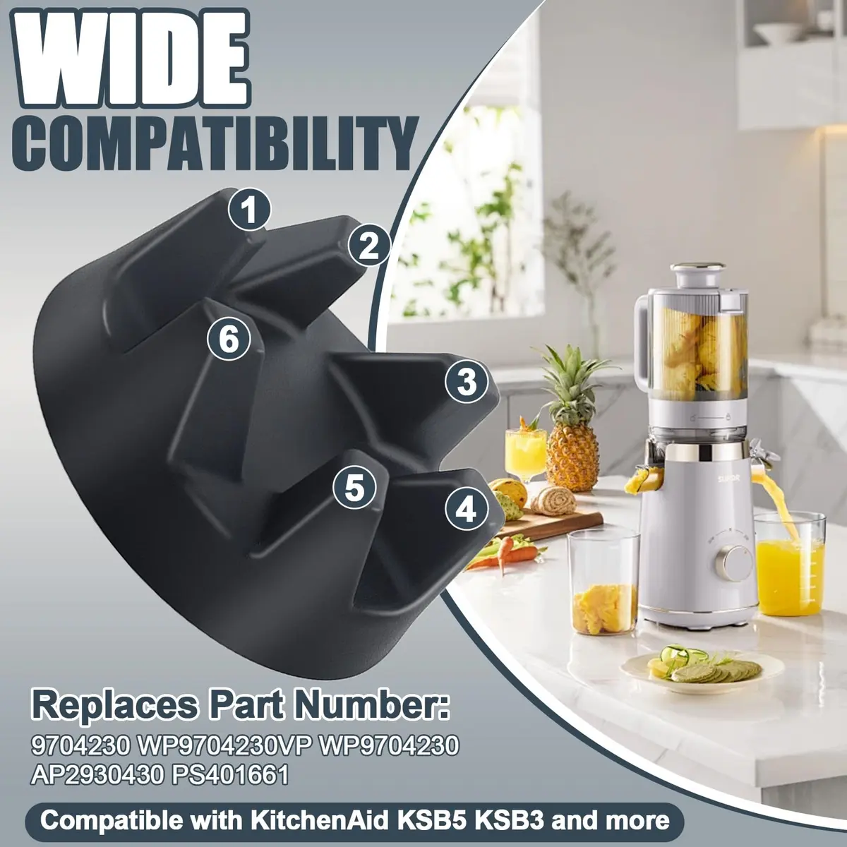Wadoy Blender Coupler Replacement Parts for KitchenAid KSB5WH KSB5 KSB3 | High-Strength Rubber & Metal (3.9in) - view 4