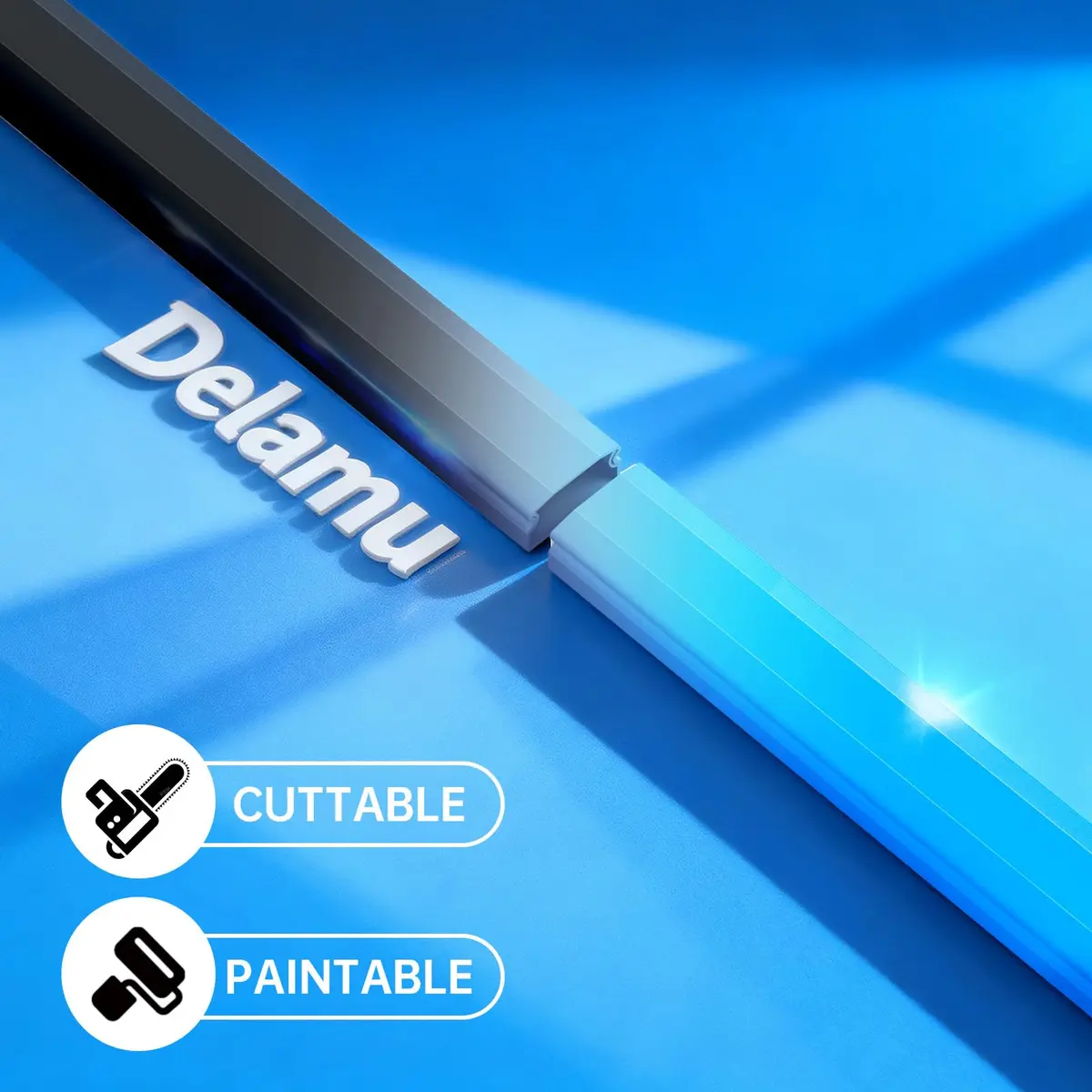 Delamu Black Cord Hider Raceway 205.7cm (85in) Total Length | UL94 V-0 Rated for Safety - view 5