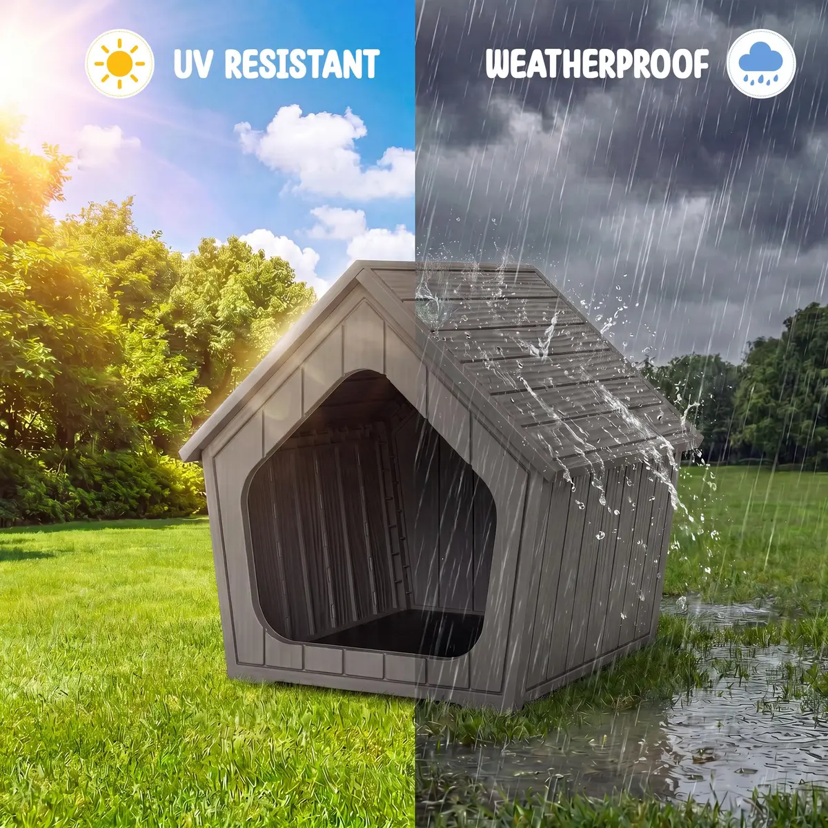 Fancyango Small Dog House Weatherproof Indoor Outdoor | Sturdy Plastic Shelter for Small Dogs - view 6