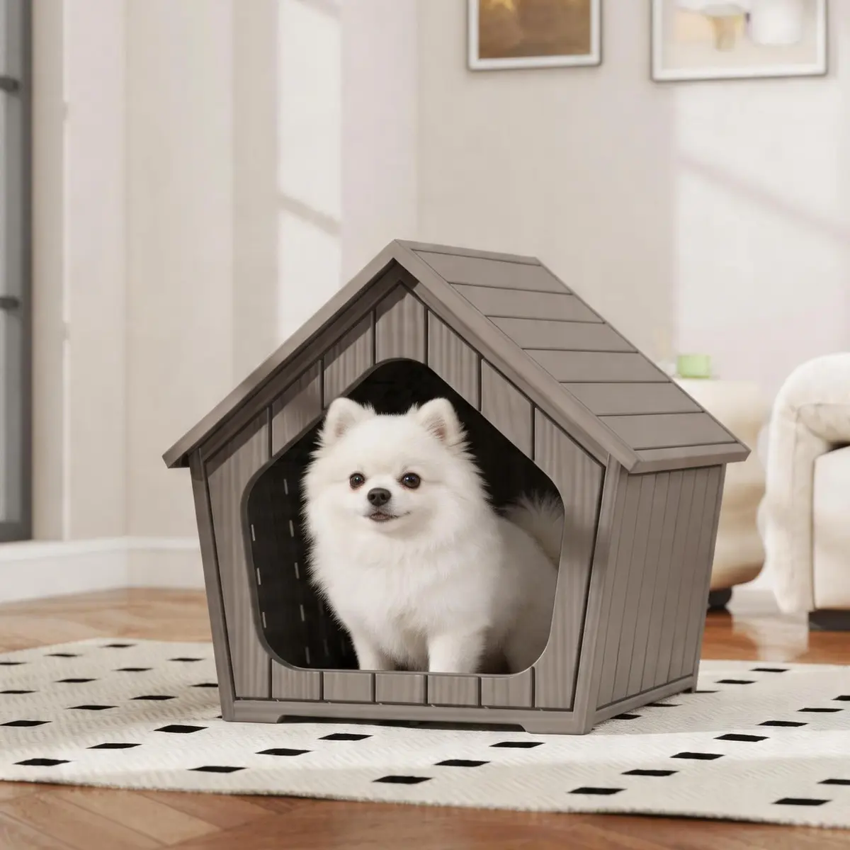 Fancyango Small Dog House Weatherproof Indoor Outdoor | Sturdy Plastic Shelter for Small Dogs - view 2