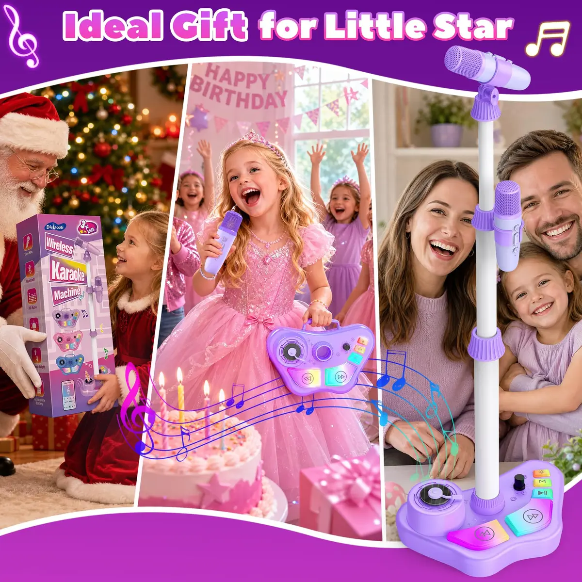 FunforFun! Kids Karaoke Machine with Wireless Mic & LED Lights | Rechargeable, Bluetooth, for Ages 3-8 - view 8
