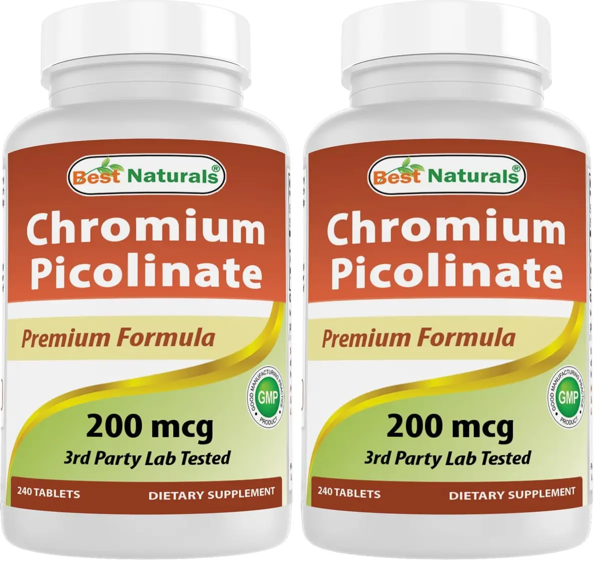 Best Naturals Chromium Picolinate Tablet, 200 mcg, 240 Count (Pack of 2) | Supports Weight Management & Blood Sugar - main product image