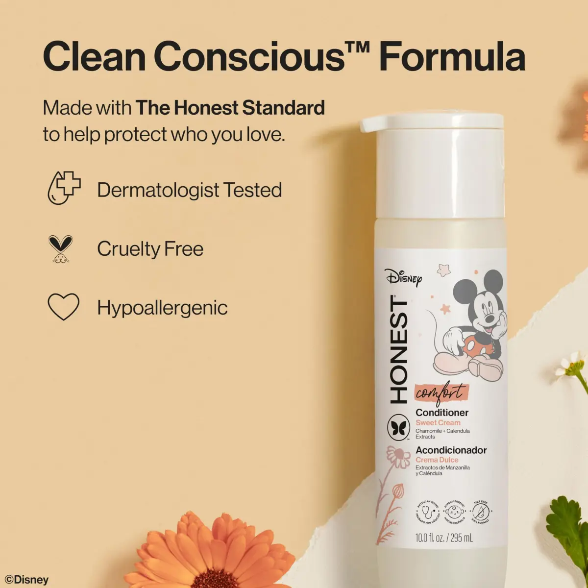 The Honest Company Disney Mickey Mouse Comfort Sweet Cream Conditioner 295ml (10 Fl Oz) | Tear-Free Formula for All Hair Types - view 5
