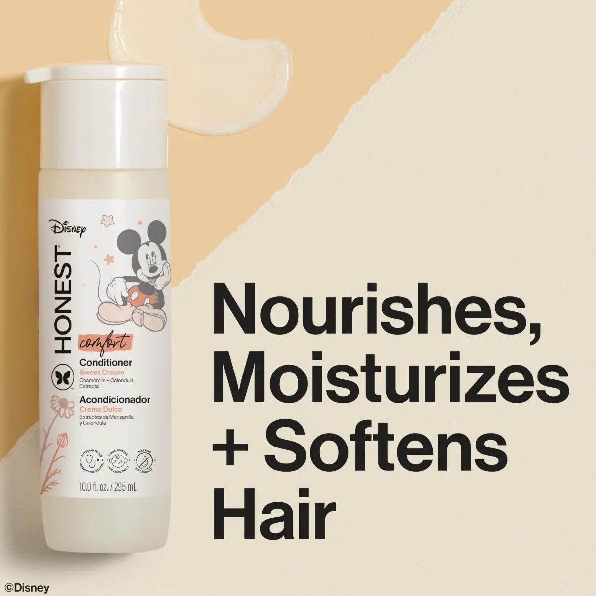 The Honest Company Disney Mickey Mouse Comfort Sweet Cream Conditioner 295ml (10 Fl Oz) | Tear-Free Formula for All Hair Types - view 3