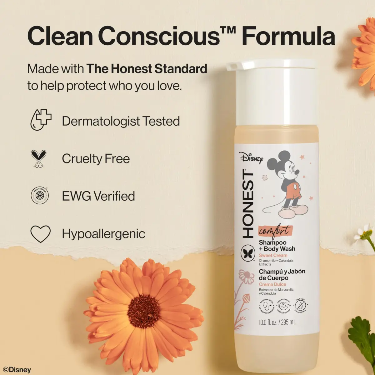 The Honest Company Shampoo Body Wash, Disney’s Mickey Mouse Comfort Sweet Cream 296ml (10 Fl Oz) | Gentle Cleansing for All Hair Types - view 5