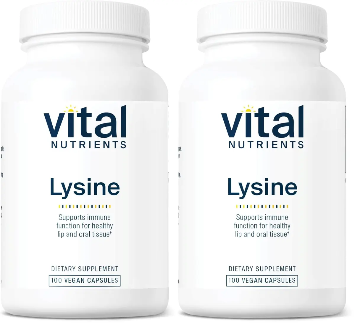 Vital Nutrients Lysine | Lysine Supplement Supports Healthy Lip and Oral Tissue | Immune Support Promotes Calcium Absorption | Gluten, Dairy, Soy Free | Non-GMO | 100 Capsules (Pack of 2) - main product image