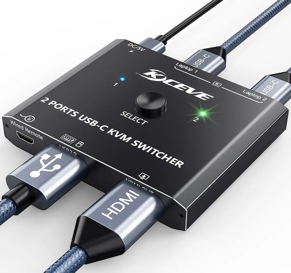 MLEEDA USB C KVM Switch 4K@60Hz for 2 Laptops | Share HDMI Monitor & Keyboard Mouse - main product image