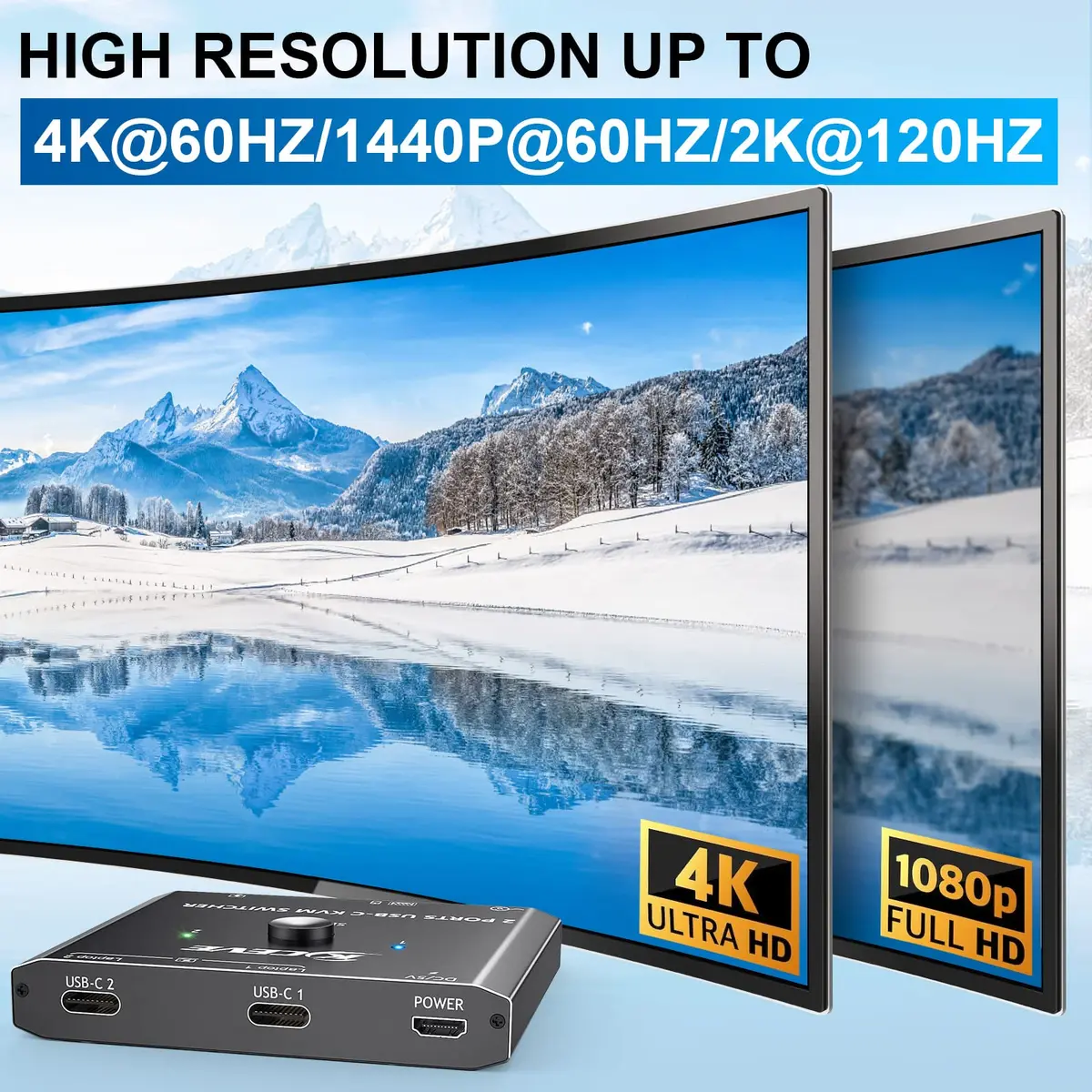 MLEEDA USB C KVM Switch 4K@60Hz for 2 Laptops | Share HDMI Monitor & Keyboard Mouse - view 7