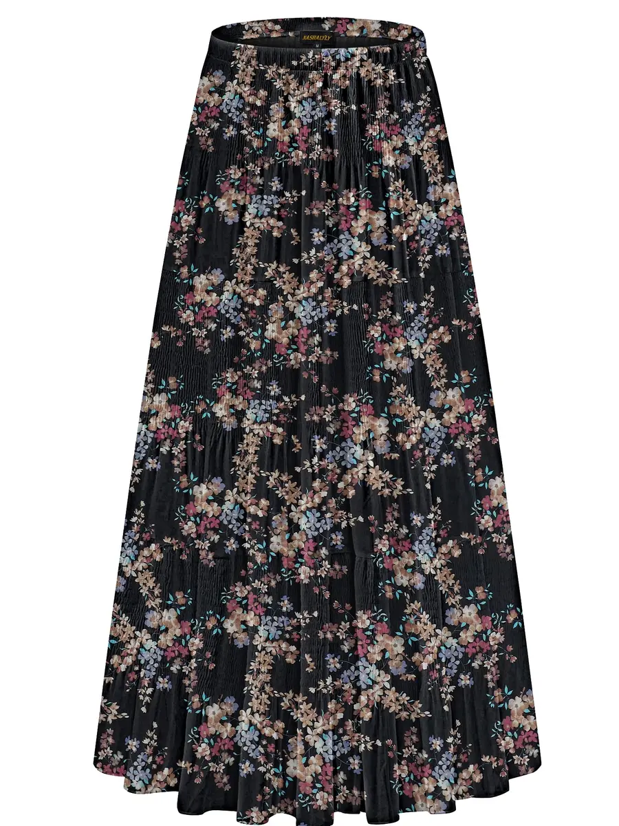 NASHALYLY Women’s Chiffon Maxi Skirt High Waist Pleated A-Line 33.06in | Elegant & Comfortable - main product image