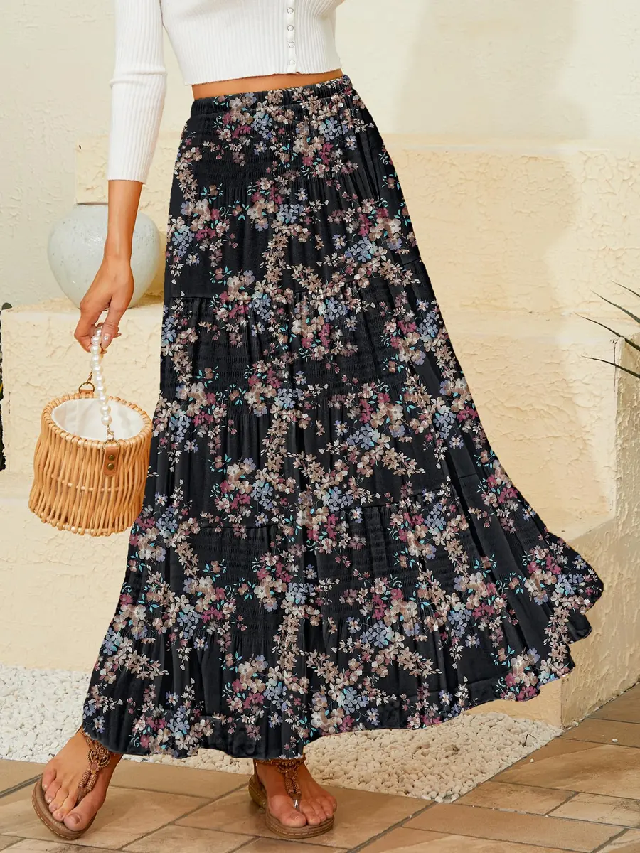NASHALYLY Women’s Chiffon Maxi Skirt High Waist Pleated A-Line 33.06in | Elegant & Comfortable - view 2