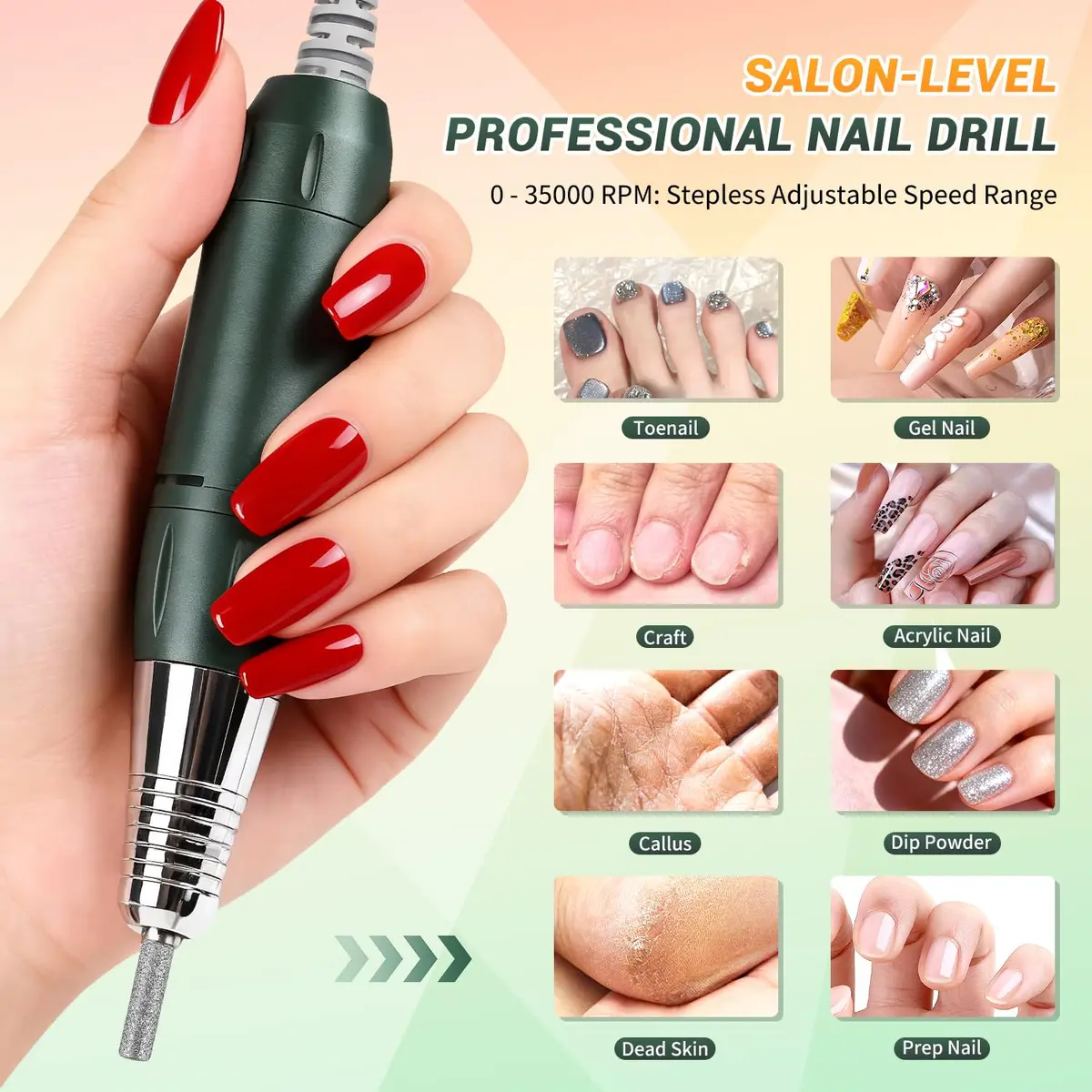 JEWHITENY SG707 Professional Rechargeable Nail Drill 35000 RPM | Acrylic & Gel Nail Care - view 4