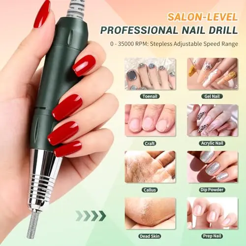 JEWHITENY SG707 Professional Rechargeable Nail Drill 35000 RPM | Acrylic & Gel Nail Care - view 6