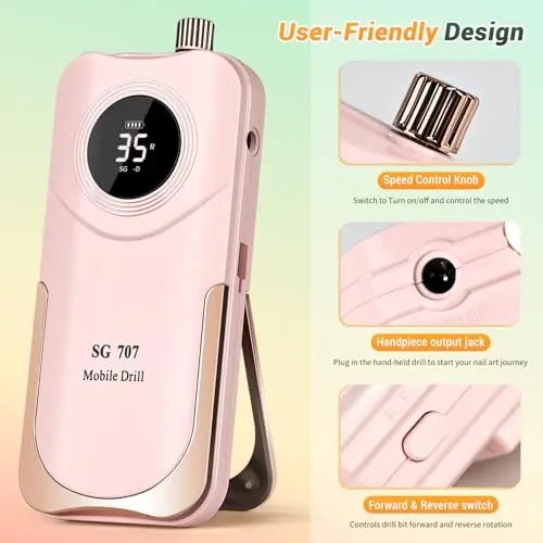 JEWHITENY SG707 Professional Rechargeable Nail Drill 35000 RPM | Acrylic & Gel Nail Care - view 8