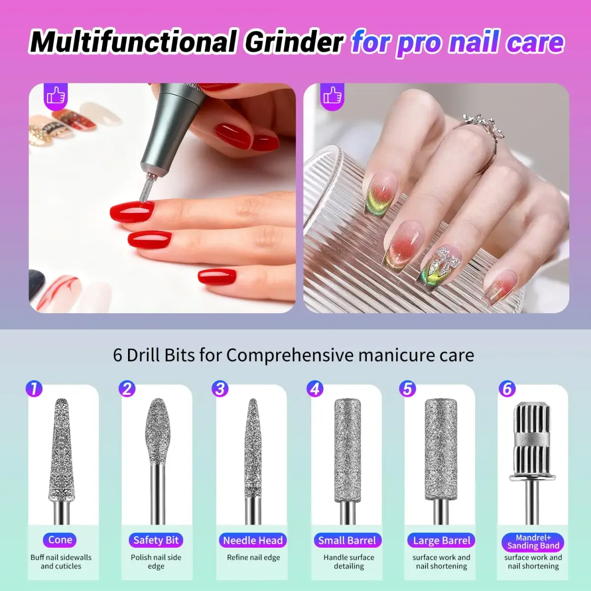 JEWHITENY SG717 Portable Nail Drill 45000RPM | Professional Rechargeable E-File Machine for Acrylic Gel Nails - view 7