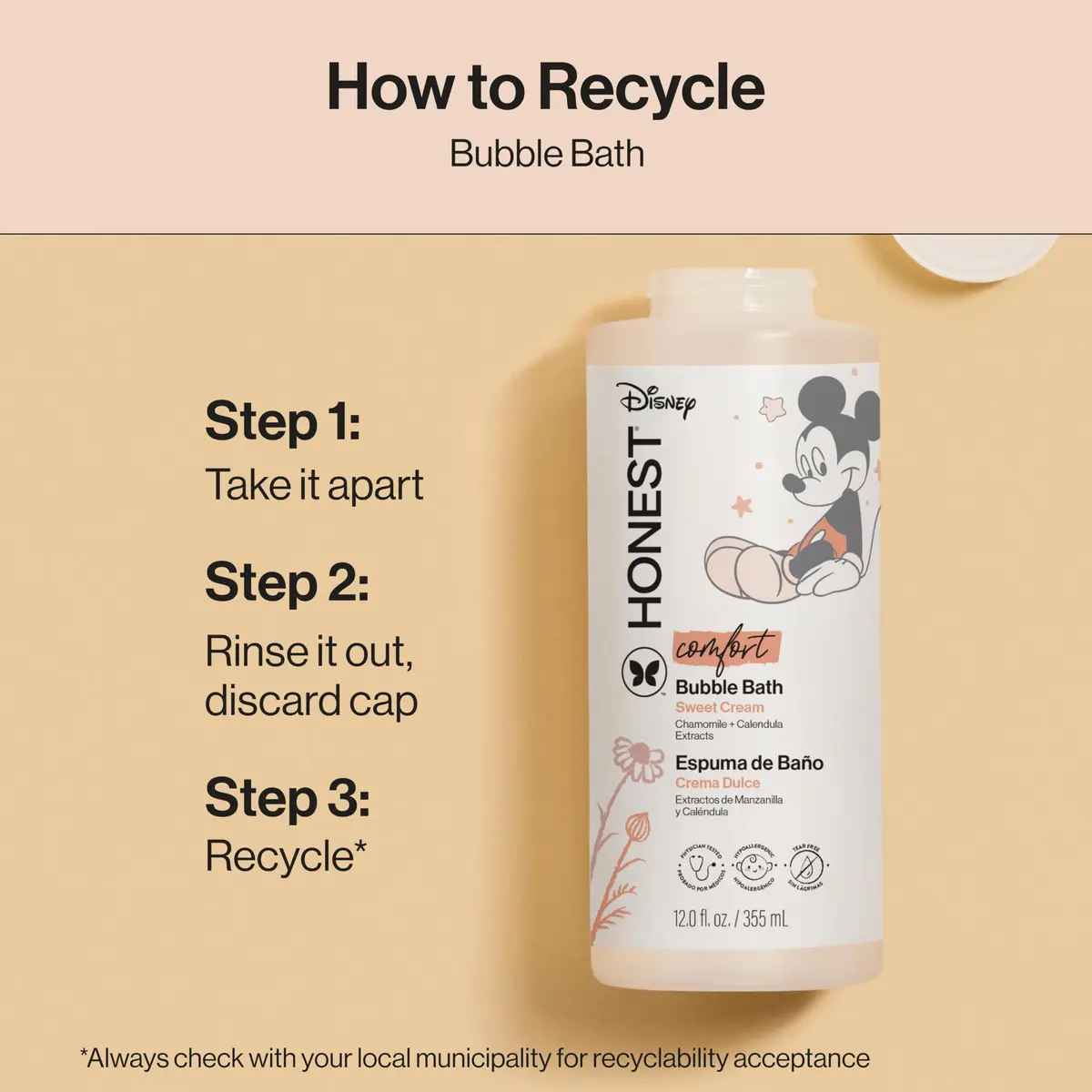 The Honest Company Disney Mickey Mouse Comfort Sweet Cream Bubble Bath 355ml (12 Fl Oz) | Tear-Free Gentle Cleanser - view 9