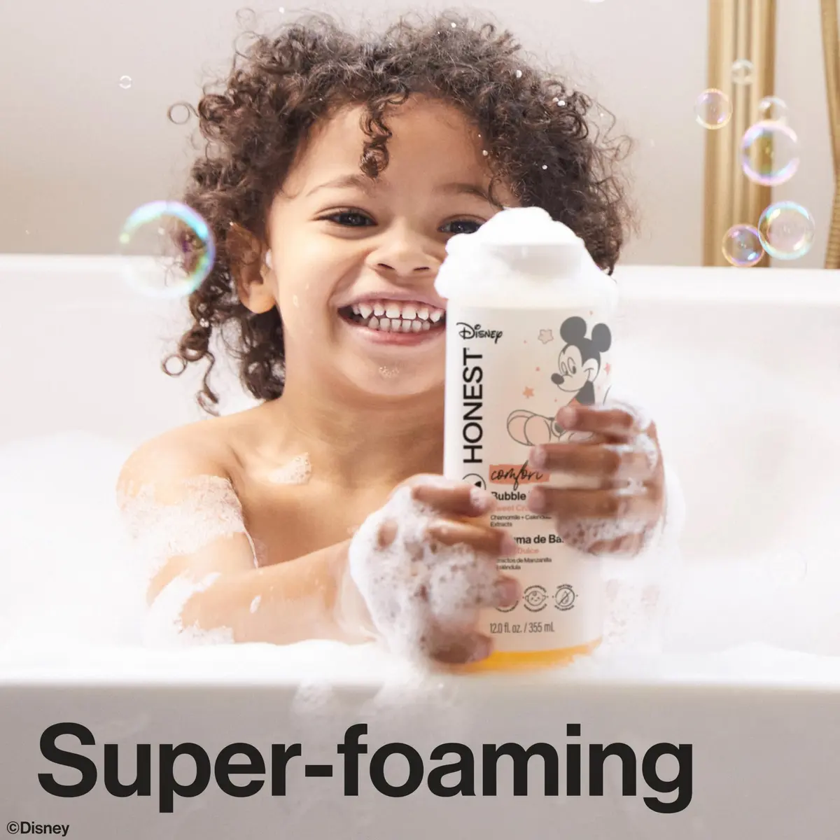 The Honest Company Disney Mickey Mouse Comfort Sweet Cream Bubble Bath 355ml (12 Fl Oz) | Tear-Free Gentle Cleanser - view 3