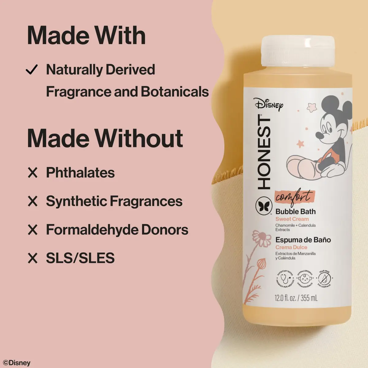 The Honest Company Disney Mickey Mouse Comfort Sweet Cream Bubble Bath 355ml (12 Fl Oz) | Tear-Free Gentle Cleanser - view 4